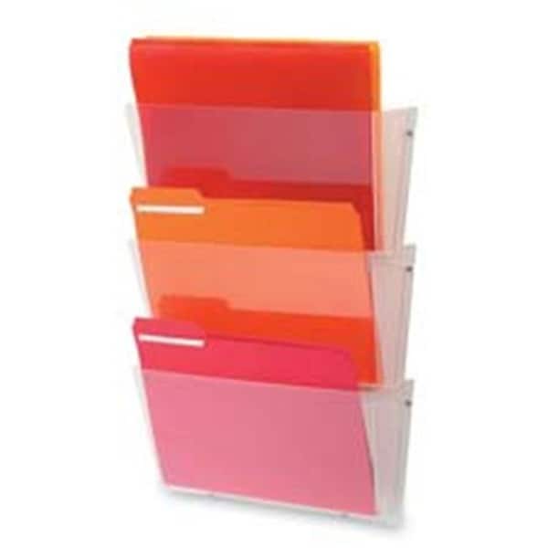 Deflect-O DEF63601RT Wall Pockets; 14.5 in. x 3 in. x 6.5 in.; Letter; 3-PK; Clear